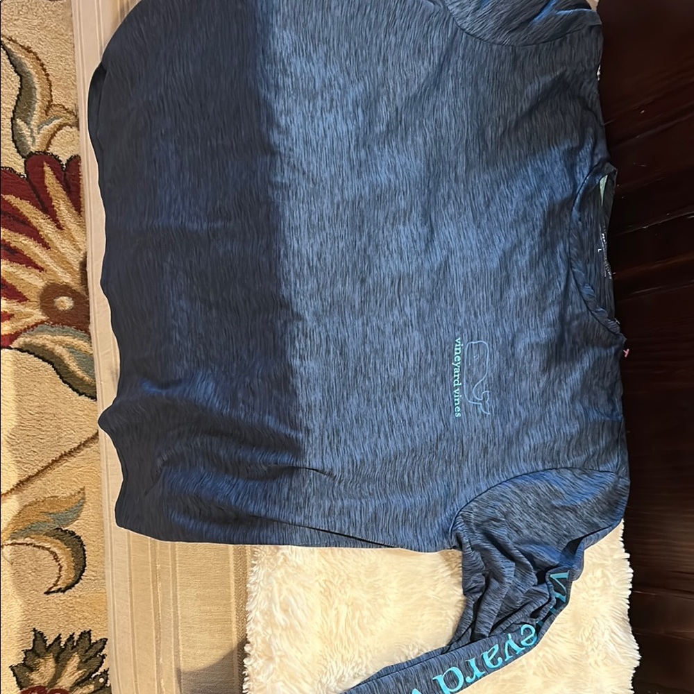 Heather Blue Long-Sleeve Shirt with Logo